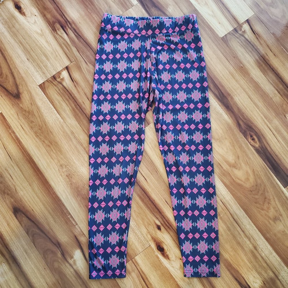 Simply Southern Aztec pink and navy blue print leggings regular fit (xs/s/m)